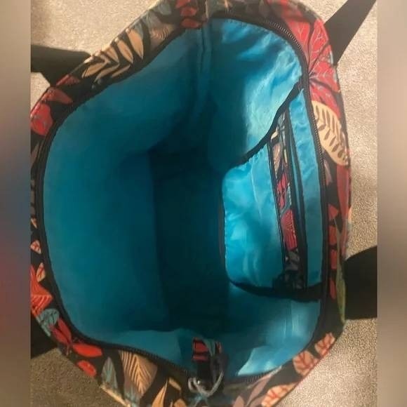 ESVAN Tote Bag Tropical Leaf Print Multicolor Zippered Shoulder Bag - Picture 3 of 9